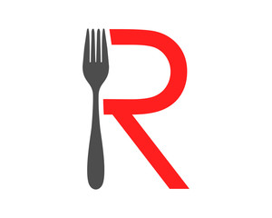 typography fork cutlery tableware image vector icon