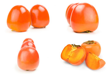 Collection of persimmon on white