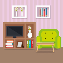 elegant living room scene vector illustration design