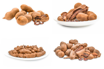 Collage of Tamarindus on white