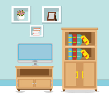 television room place house vector illustration design