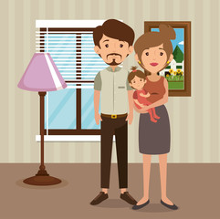 family parents in house place scene vector illustration design