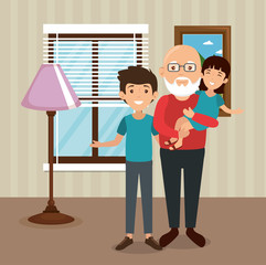 family parents in house place scene vector illustration design