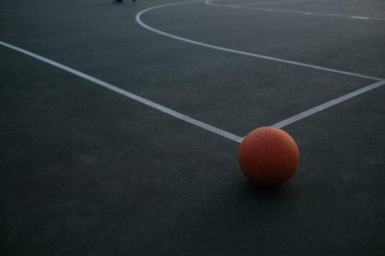basketball on the court