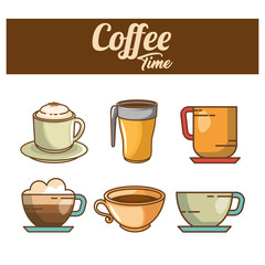delicious coffee time elements vector illustration design