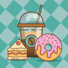 delicious coffee time elements vector illustration design