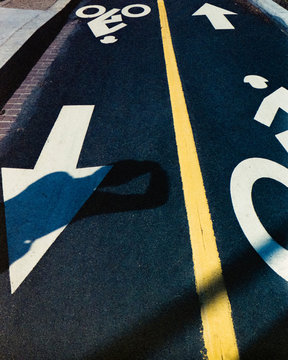 Bike path with photographers shadow