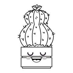 houseplant in pot happy kawaii character vector illustration design
