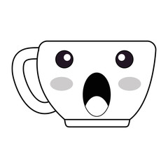 cup with one handle terrified kawaii character vector illustration design