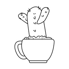 beautiful cactus houseplant in pot vector illustration design