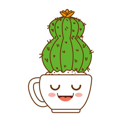 houseplant in pot happy kawaii character vector illustration design