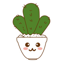 houseplant in pot happy kawaii character vector illustration design