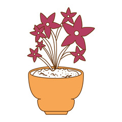 beautiful houseplant with flowers in pot vector illustration design