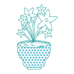 beautiful houseplant with flowers in pot vector illustration design