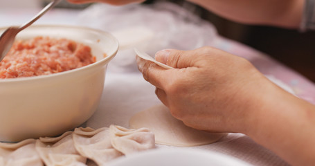 Making meat dumpling