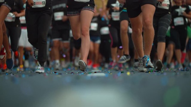 Legs running in slow motion