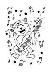 Cute cat playing a guitar