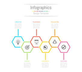 Infographic design elements for your business data with 6 options, parts, steps, timelines or processes. Vector Illustration.