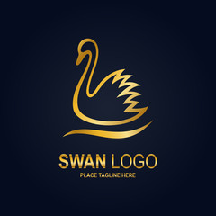 Fototapeta premium Swan icon design template. Golden swan icon