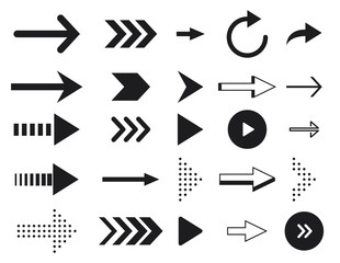 Collection arrow silhouette on white background