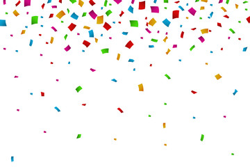 Colorful Confetti Falling On White Background - 194531386