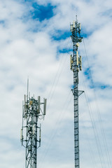 Communication tower installed with cell site and microwave antenna for data and voice transmission...