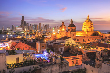 Vue nocturne de Cartagena de Indias, Colombie