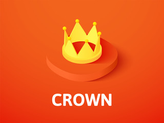 Crown isometric icon, isolated on color background - 194532909