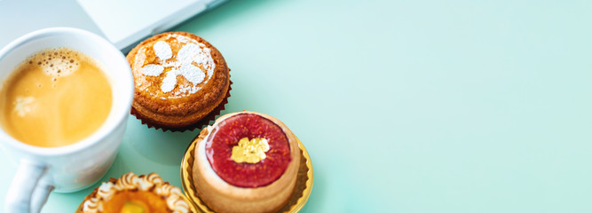 Handcrafted gourmet fruit tarts and pastries with coffee