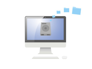 Computer technology file transfer concept graphic