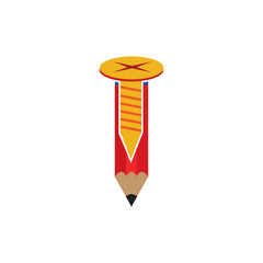 Screw Pencil Logo Icon Design