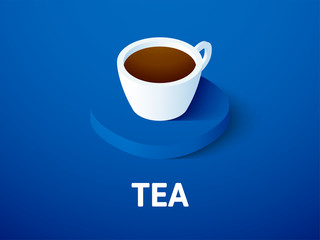 Tea isometric icon, isolated on color background