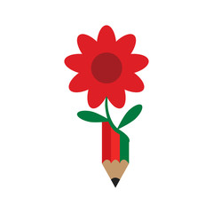 Flower Pencil Logo Icon Design