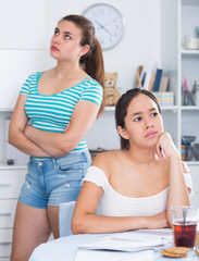 Two quarreled girls teenagers