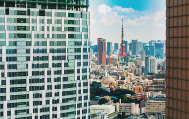 View of Tokyo Tower in Minato from Shibuya, Tokyo, Japan