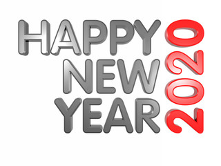 Happy New Year 2020. 3d render. Isolated on white.
