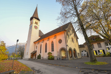 Fototapeta na wymiar Old catholic church in interlaken , switzerland