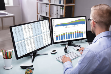 Businessman Analyzing Graph On Computer