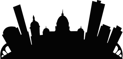 Cartoon skyline silhouette of the city of Harrisburg, Pennsylvania, USA.