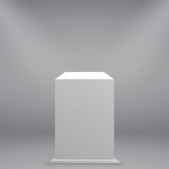 White empty museum pedestal or podium