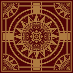 Ornate Red and Gold Tile Pattern