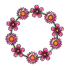 Fototapeta na wymiar floral wreath flowers decoration ornament vector illustration drawing image
