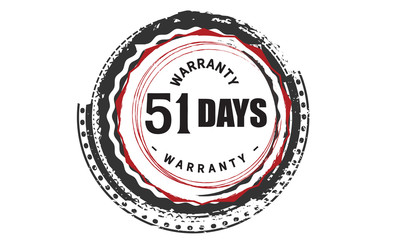 51 days warranty icon vintage rubber stamp guarantee