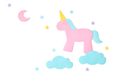Unicorn paper cut on white background - isolated © niradj