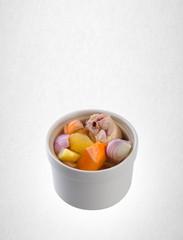 herb soup or chinese herb soup on a background.