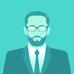 Abstract sign avatar men. Icon male profile. Symbol on green background. Vector illustration 