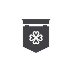 Flag with clover vector icon. filled flat sign for mobile concept and web design. St. Patrick's Day flag simple solid icon. Symbol, logo illustration. Pixel perfect vector graphics