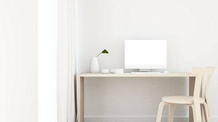 Work space interior background - 3d rendering  minimal japanese