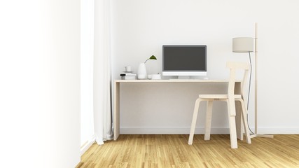 Work space interior background - 3d rendering  minimal japanese