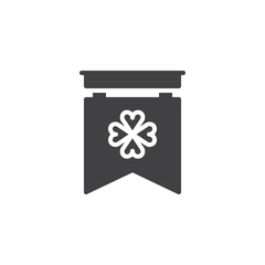 Flag with clover vector icon. filled flat sign for mobile concept and web design. St.Patrick 's Day flag simple solid icon. Symbol, logo illustration.